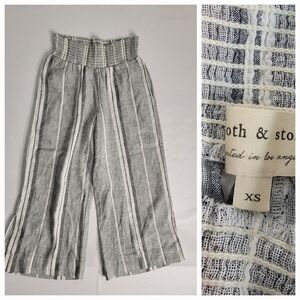 Cloth and Stone Linen Blend Pants XS Wide Leg Pull On Crop Striped Pockets